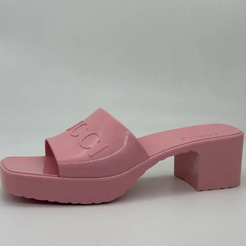 Gucci Rubber Slides Pink Size 8